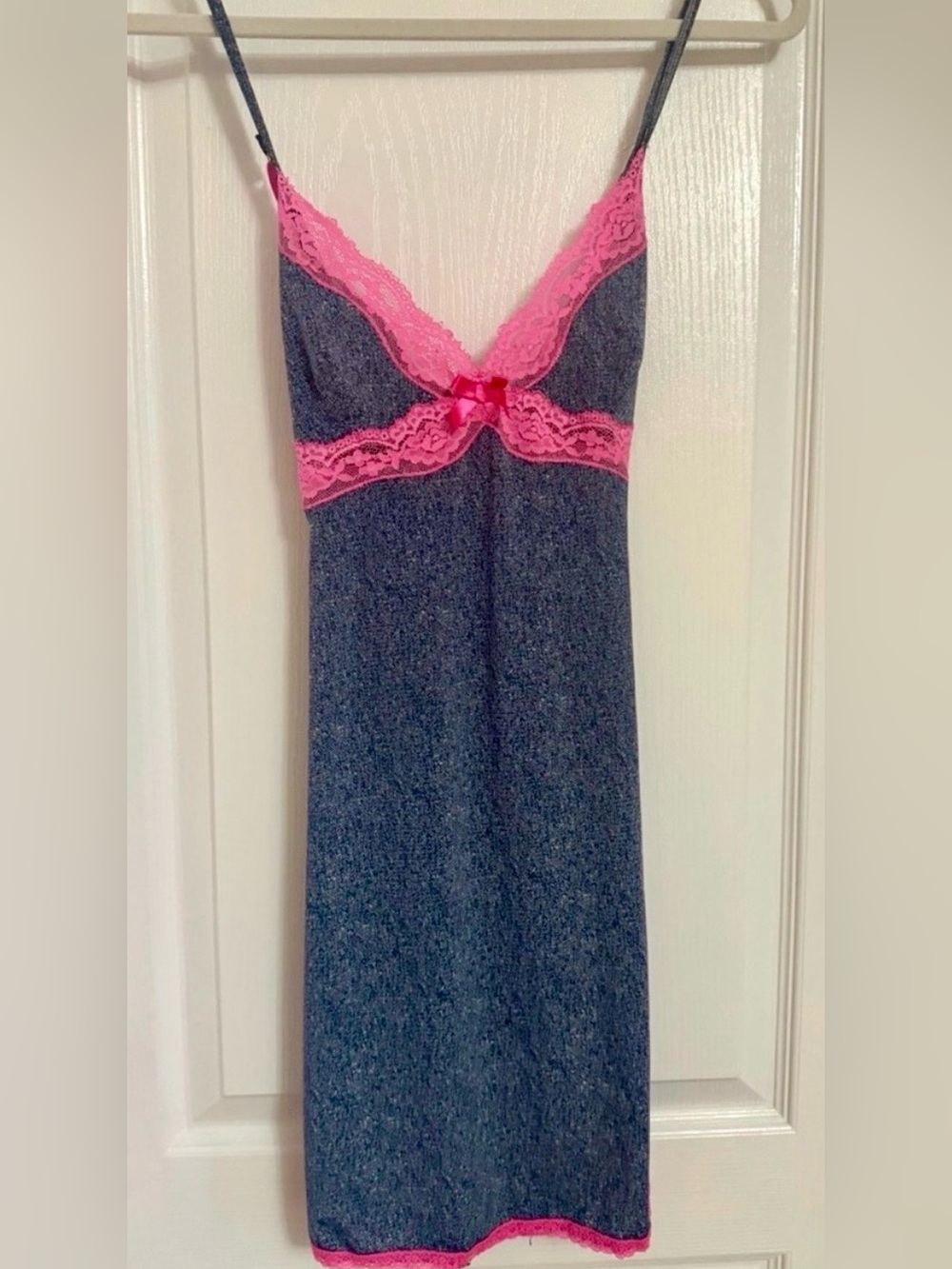 2 for $10- Y2K La Senza Denim Effect with Hot Pink Lace